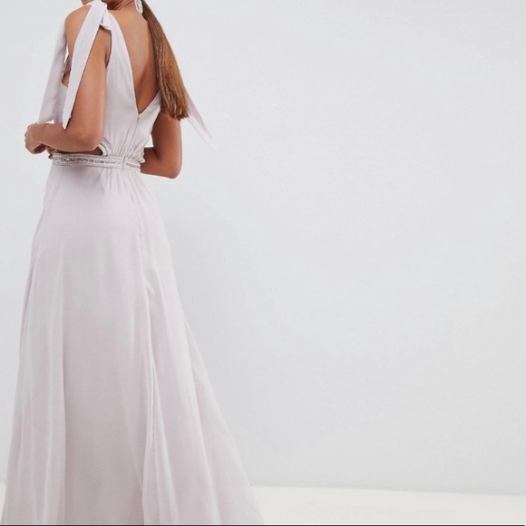 Tie shoulder cut out maxi formal dress - Picture 2 of 4